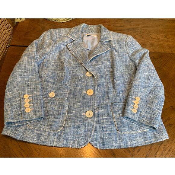 Roberto Quaglia Women’s Tweed Blazer Blue Size 46 - Picture 8 of 13